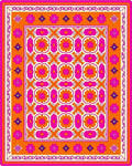 Vibrant Orange Pink Floral Geometric Rug