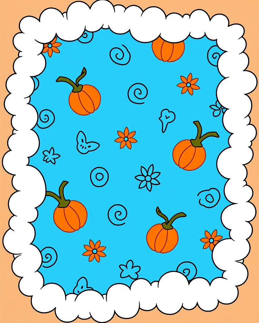 Whimsical Pumpkin And Flower Pattern Rug