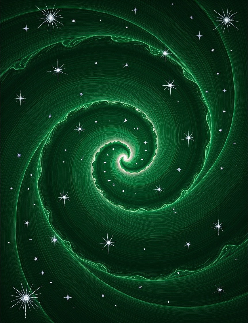 Cosmic Green Swirl Starry Rug