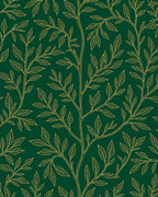 Green Gold Leaf Vine Pattern Rug