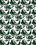 Deep Green Floral Patterned Design Rug