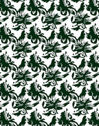 Deep Green Floral Patterned Design Rug