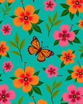 Vibrant Floral Butterfly Pattern Design Rug