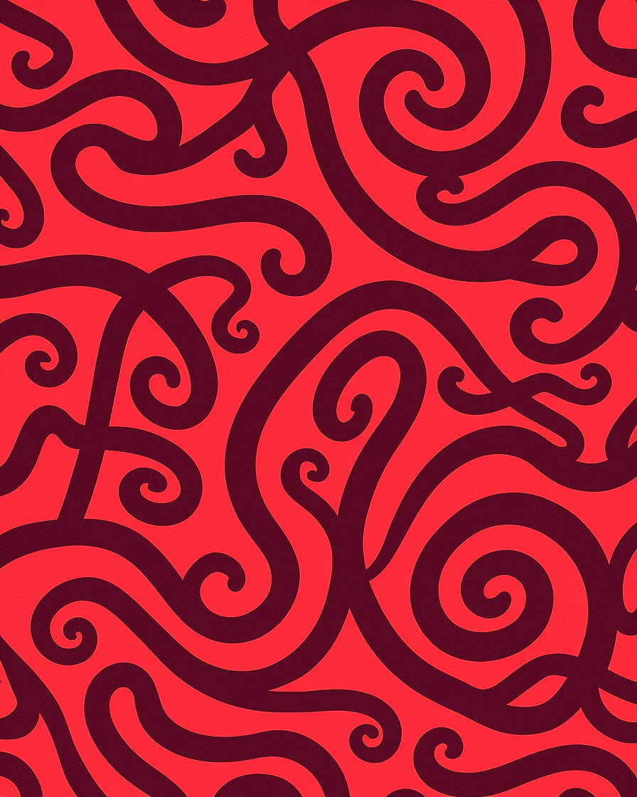 Bold Swirls Dramatic Red Pattern Rug