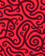 Bold Swirls Dramatic Red Pattern Rug