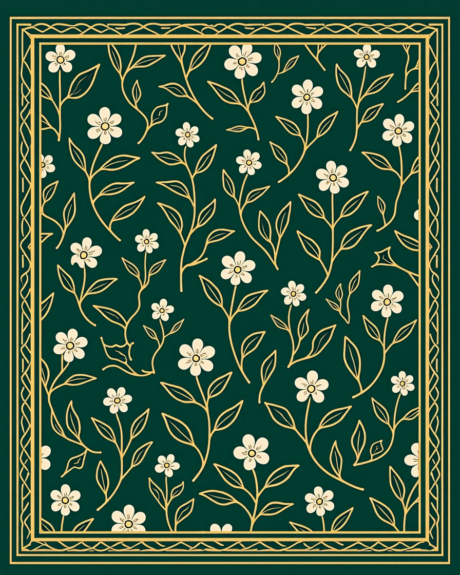 Dark Green floral pattern Rug