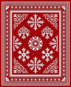 Red Floral Snowflakes Pattern Rug