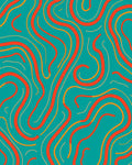 Abstract Swirls Red Teal Design Rug