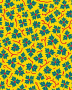 Yellow Leafy Floral Pattern Rug