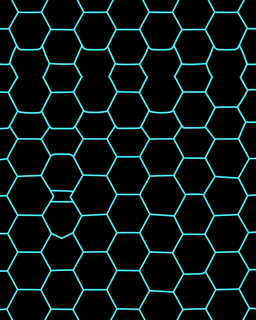 Bold Black Cyan Hexagonal Pattern Rug