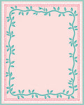 Teal Vine Bordered Pattern Rug