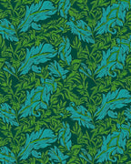 Emerald Teal Leafy Botanical Scroll Rug
