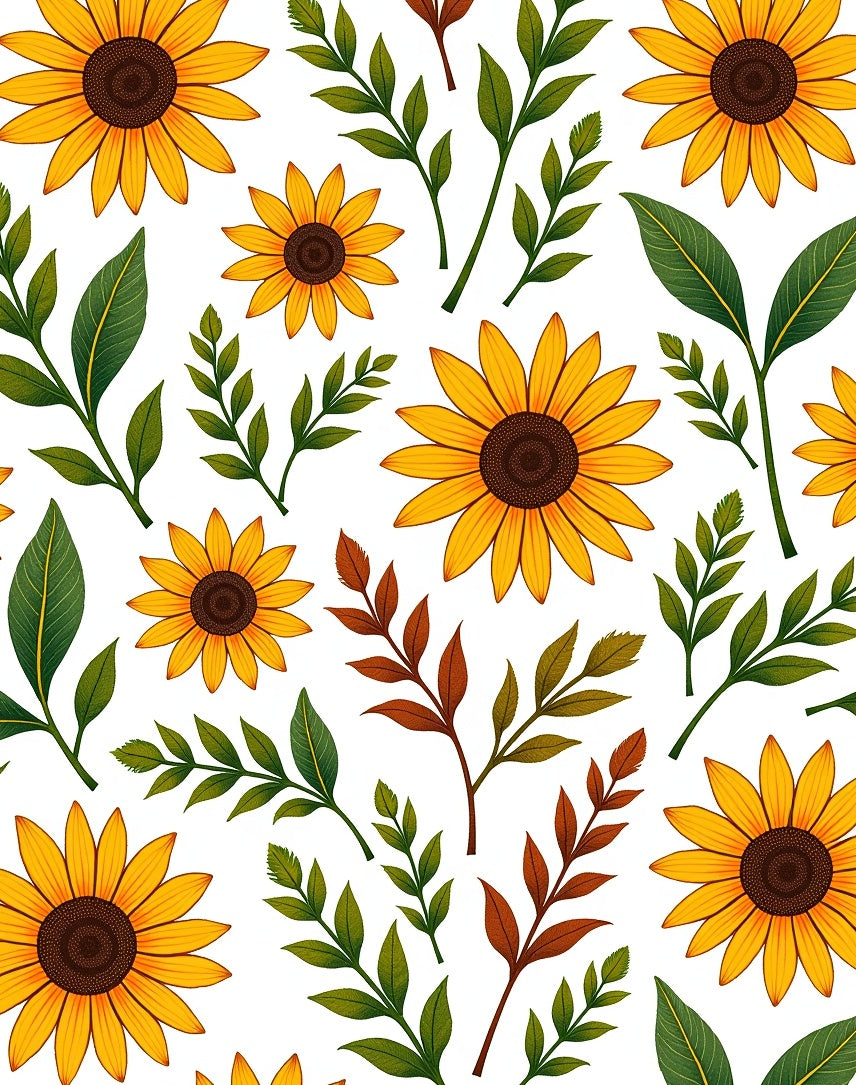 Bright Sunflower Leaf Pattern Rug
