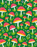 Whimsical Mushroom And Grass Pattern Rug
