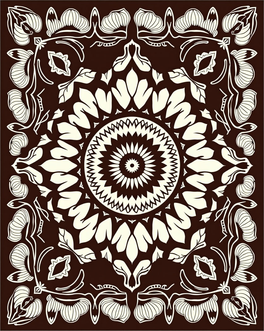 Intricate Floral Mandala Pattern Rug