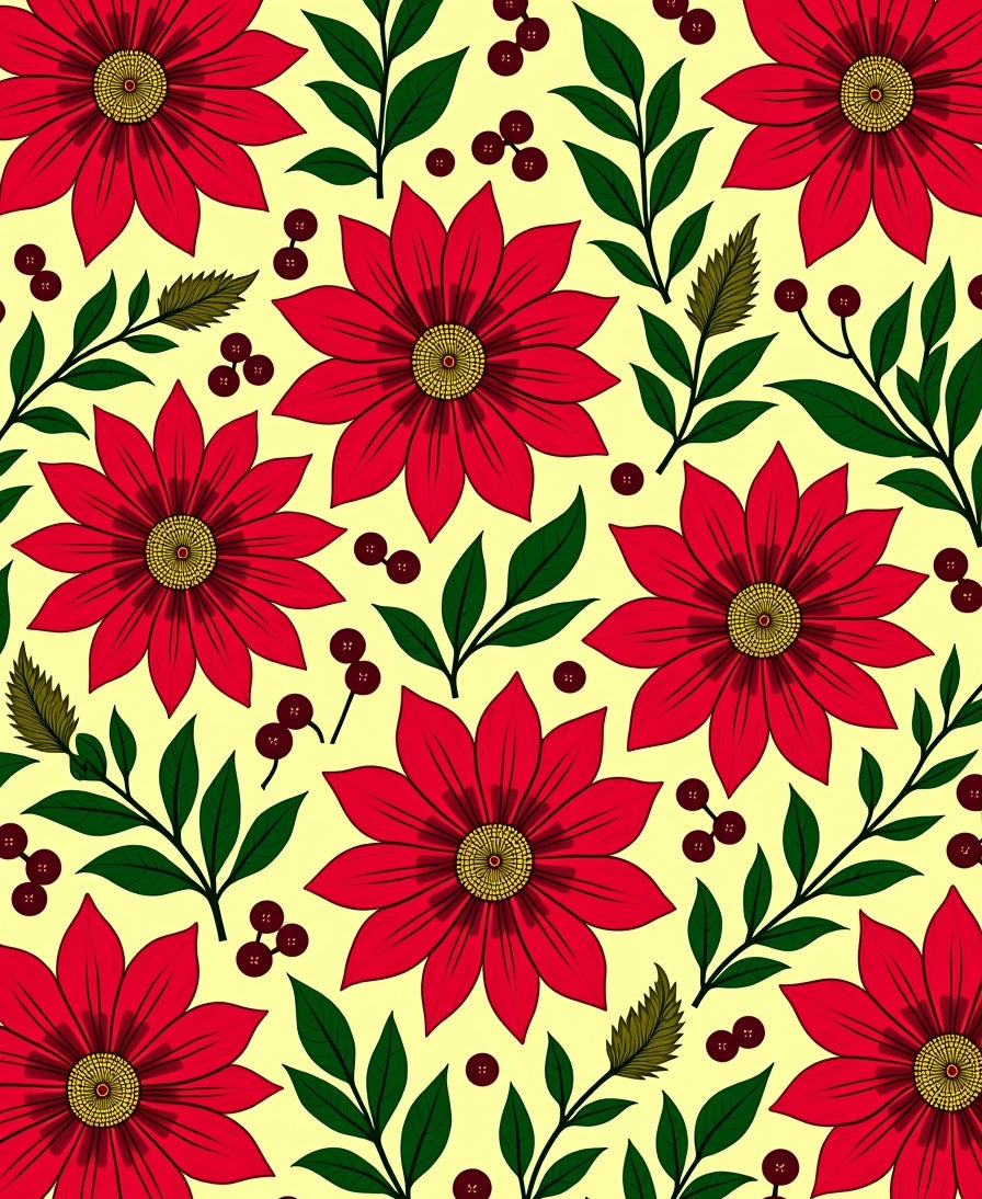 Bold Red floral Festive Pattern Design Rug
