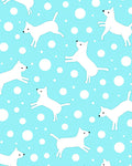 Playful White Dogs Dots Pattern Rug