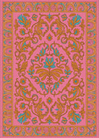Pink Floral Swirls Damask Rug