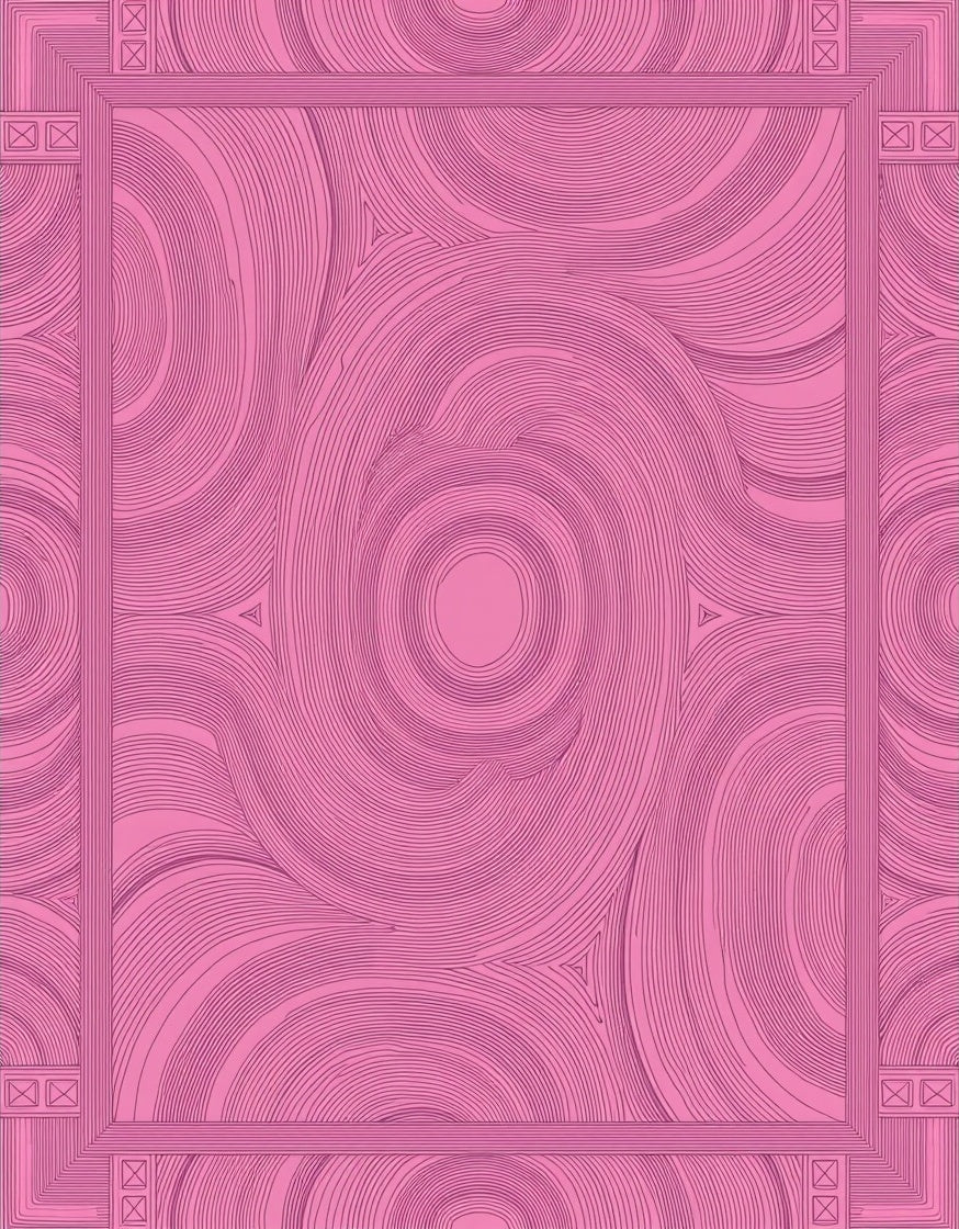 Pink Swirling Concentric Lines Design Rug