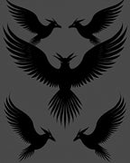Mythical Bird Silhouette Pattern Design Rug