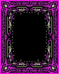 Vibrant Pink Ornate Scrollwork Frame Rug