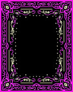 Vibrant Pink Ornate Scrollwork Frame Rug