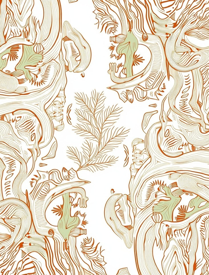 Organic Woodland Motif Abstract Rug