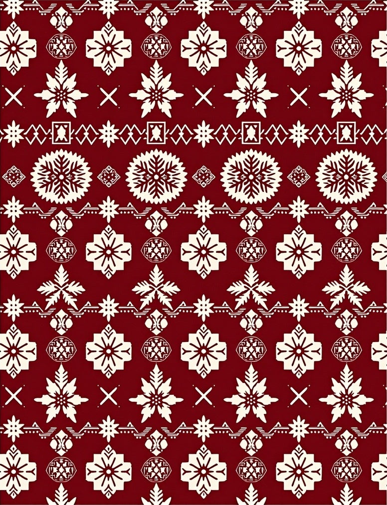 Crimson Snowflake Diamond Pattern Rug