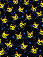Whimsical Yellow Cat Space Design Rug