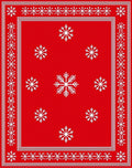 Red Snowflake Patterned Border Rug