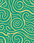 Teal and Gold Swirl Abstract Design Rug