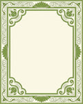 Vintage Green Floral Scroll Frame Rug