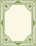 Vintage Green Floral Scroll Frame Rug