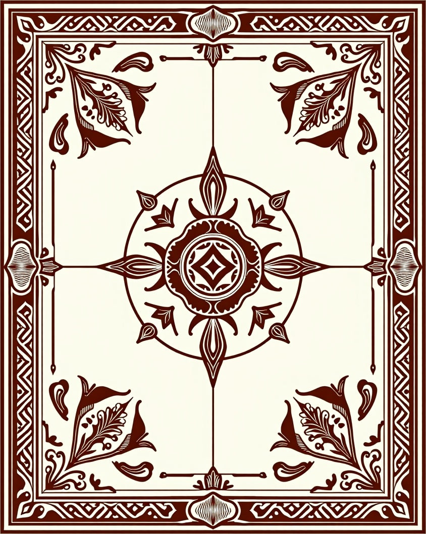 Elegant Dark Floral Medallion Design Rug