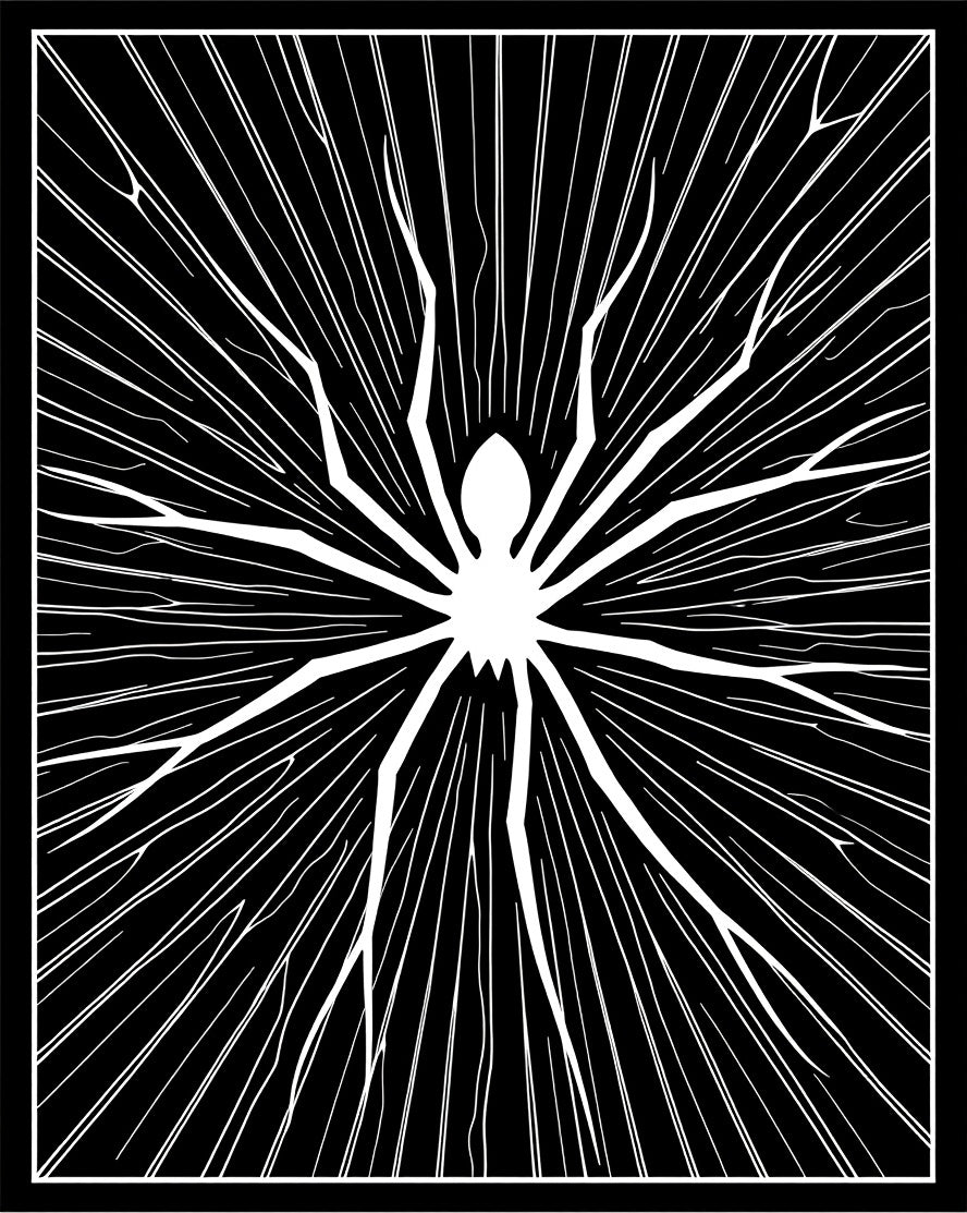 Bold White Spider Abstract Design Rug