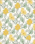 Golden Yellow Floral Vine Pattern Rug