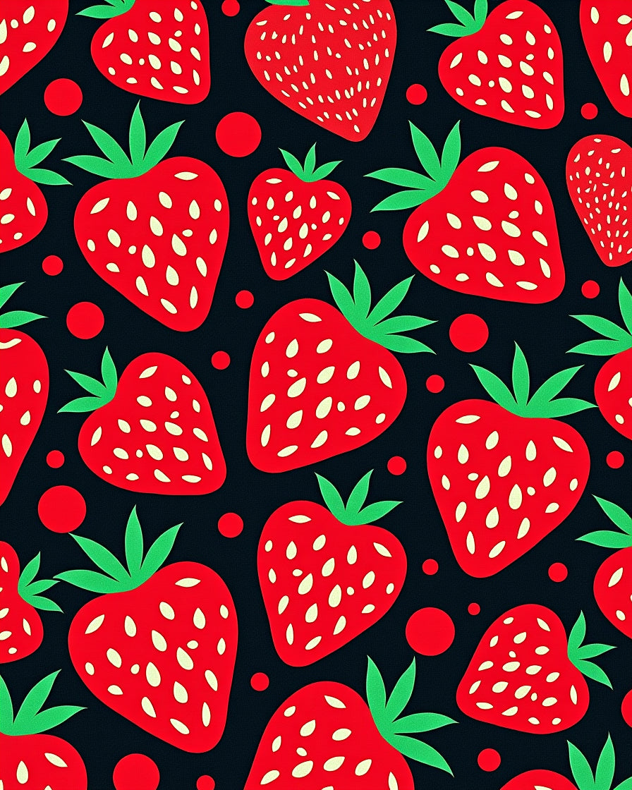 Red Strawberry Pattern Rug