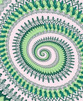 Green Leaf Mandala Spiral Rug