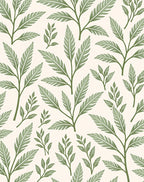 Green Leaf Patterned Elegant Design Rug