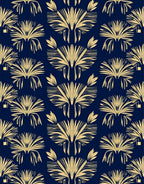 Golden Fanburst Navy Pattern Rug