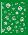 Festive Snowflake Pattern on Green Background Rug