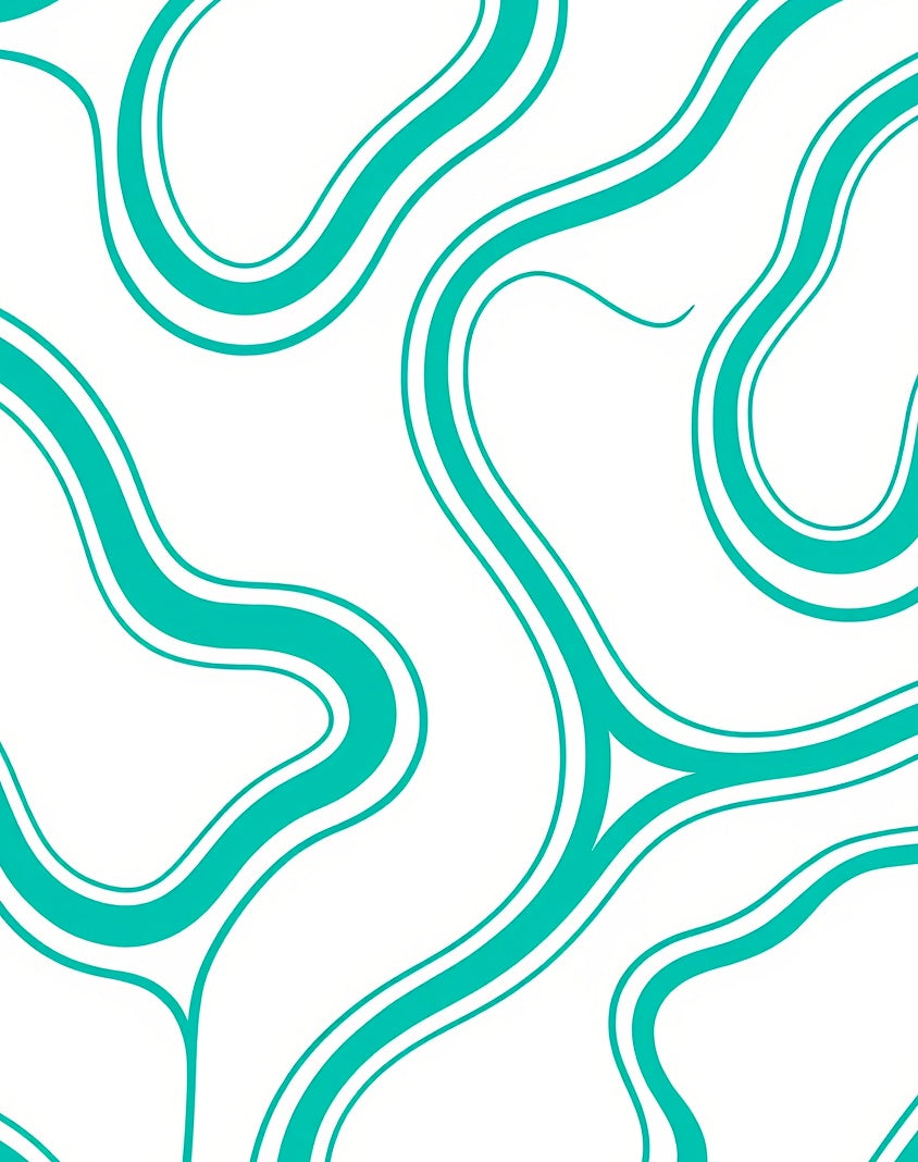 Teal Flowing Curve Pattern Rug