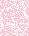 Pink White Swirling Pattern Rug