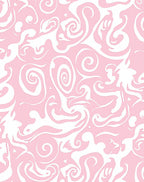Pink White Swirling Pattern Rug