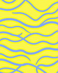 Bright Yellow Blue Wavy Abstract Design Rug