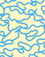 Abstract Blue Wavy Pattern Rug