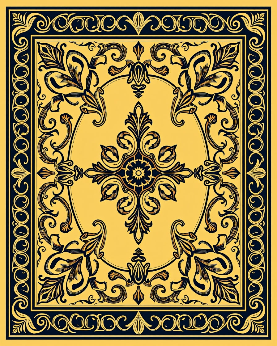 Elegant Floral Medallion Pattern Rug