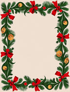 Festive Green 2 Red Bow Pattern Rug