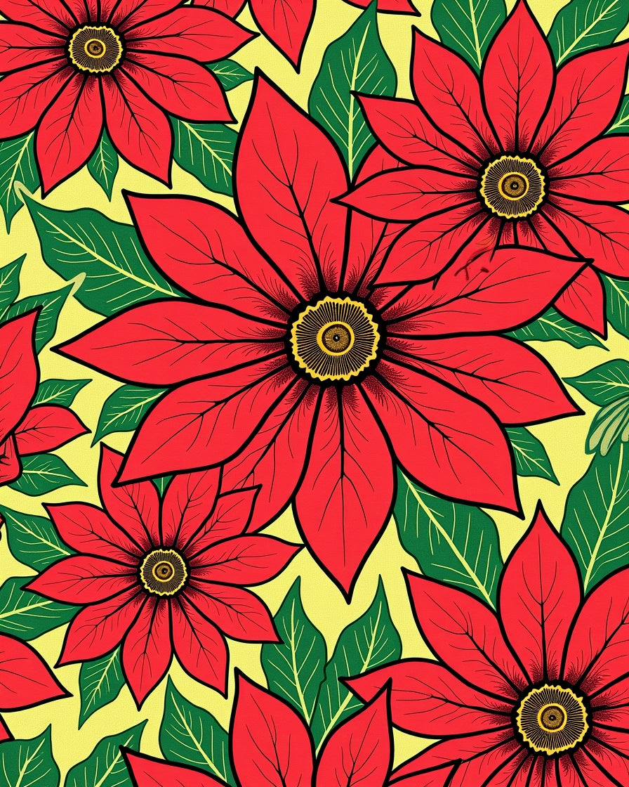 Bold Red Floral Pattern Rug
