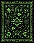 Lime Green Floral Vine Garden Rug